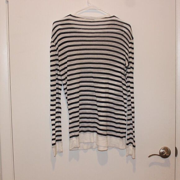 Alexander Wang Black & White Striped Long Sleeve Round Neck Blouse Women's SZ S - Picture 9 of 11